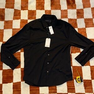 Abercrombie & Fitch Long Sleeve Performance Button Down Shirt Black Mens Large